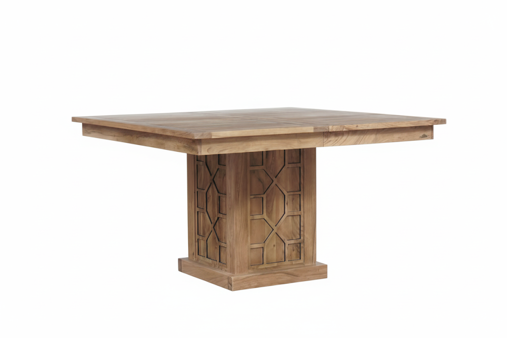 Mesa de jantar quadrada 130 cm com extensão | Acacia Punjab-II