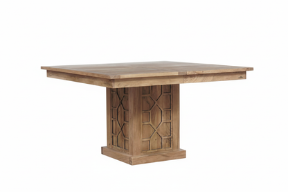 Mesa de jantar quadrada 130 cm com extensão | Acacia Punjab-II