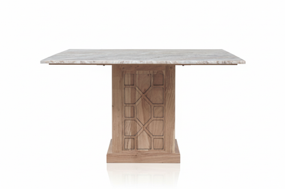 Mesa de Jantar Quadrada 130 com Tampo em Mármore | Acácia Punjab-II