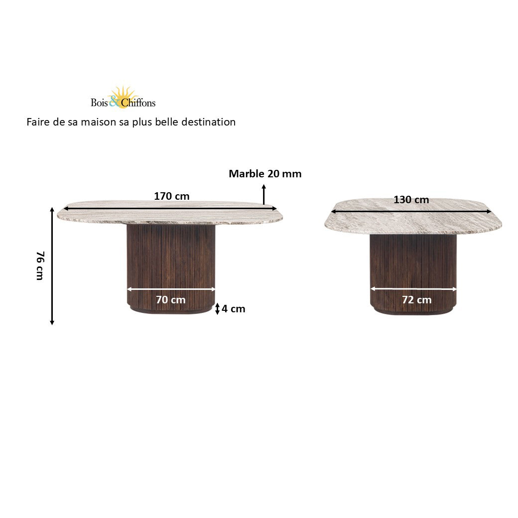 Mesa de jantar com tampo em mármore 170x130 | Kfir II Mango