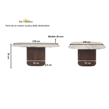 Mesa de jantar com tampo em mármore 170x130 | Kfir II Mango