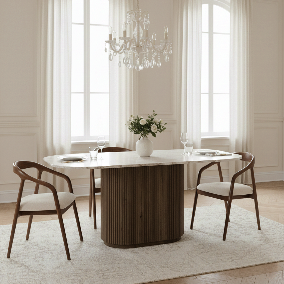 Mesa de jantar com tampo em mármore 170x130 | Kfir II Mango