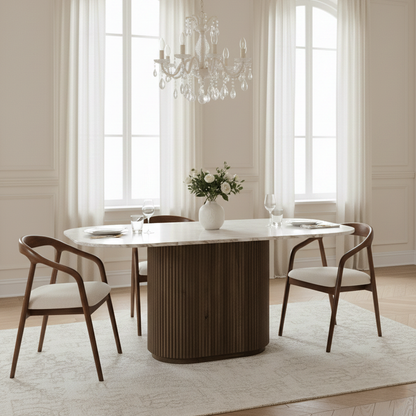 Mesa de jantar com tampo em mármore 170x130 | Kfir II Mango