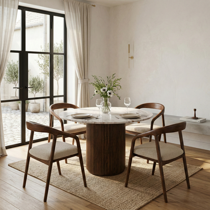 Mesa de comedor redonda con tablero de mármol | Kfir II Mango