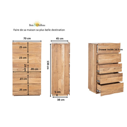 Chiffonnier haut 5 tiroirs | Bunting