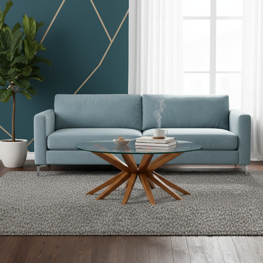 Mesa de centro redonda 110, tampo de vidro | Karta