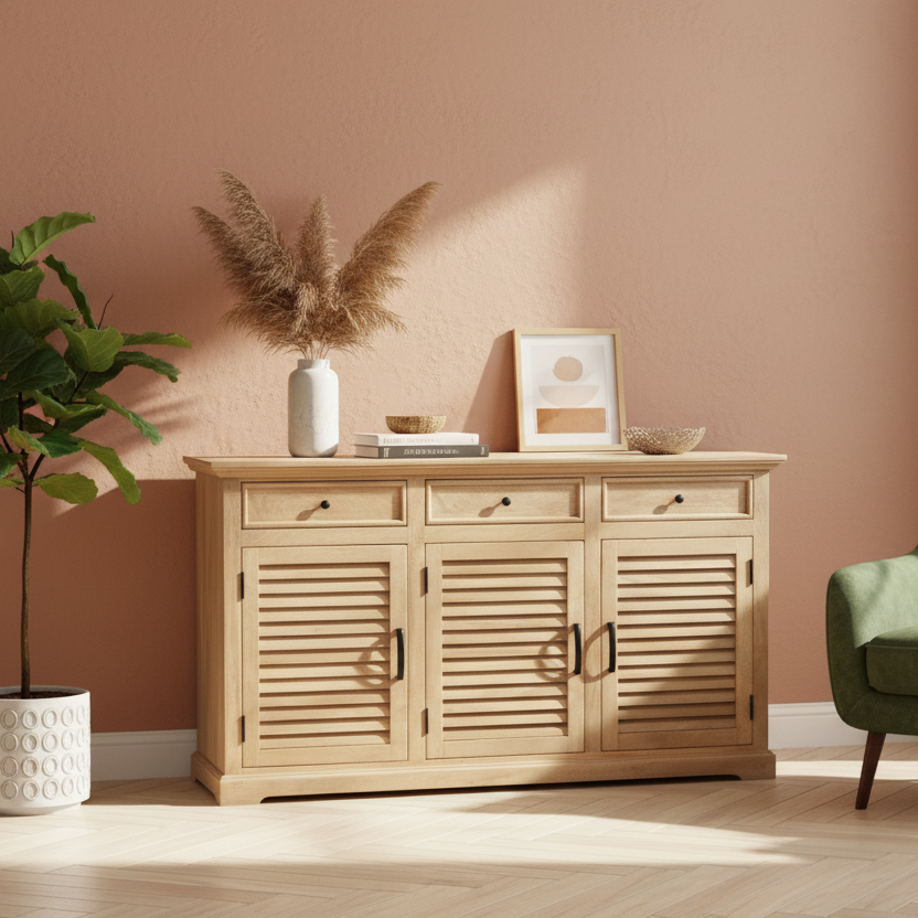 Buffet 3 tiroirs 3 portes | Bois de manguier | Paran II