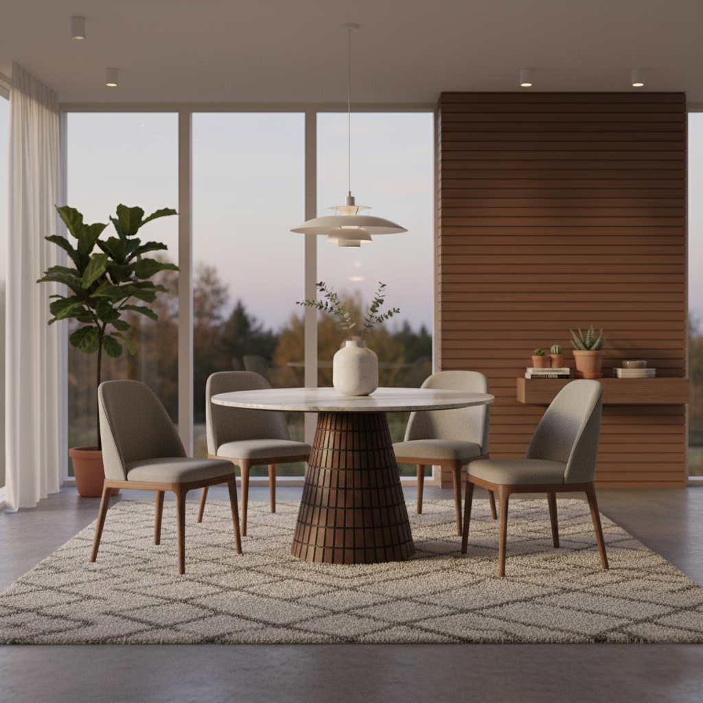 Table ronde 120x120 plateau marbre | Manguier Milan