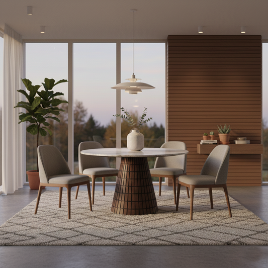 Table ronde 120x120 plateau marbre | Manguier Milan