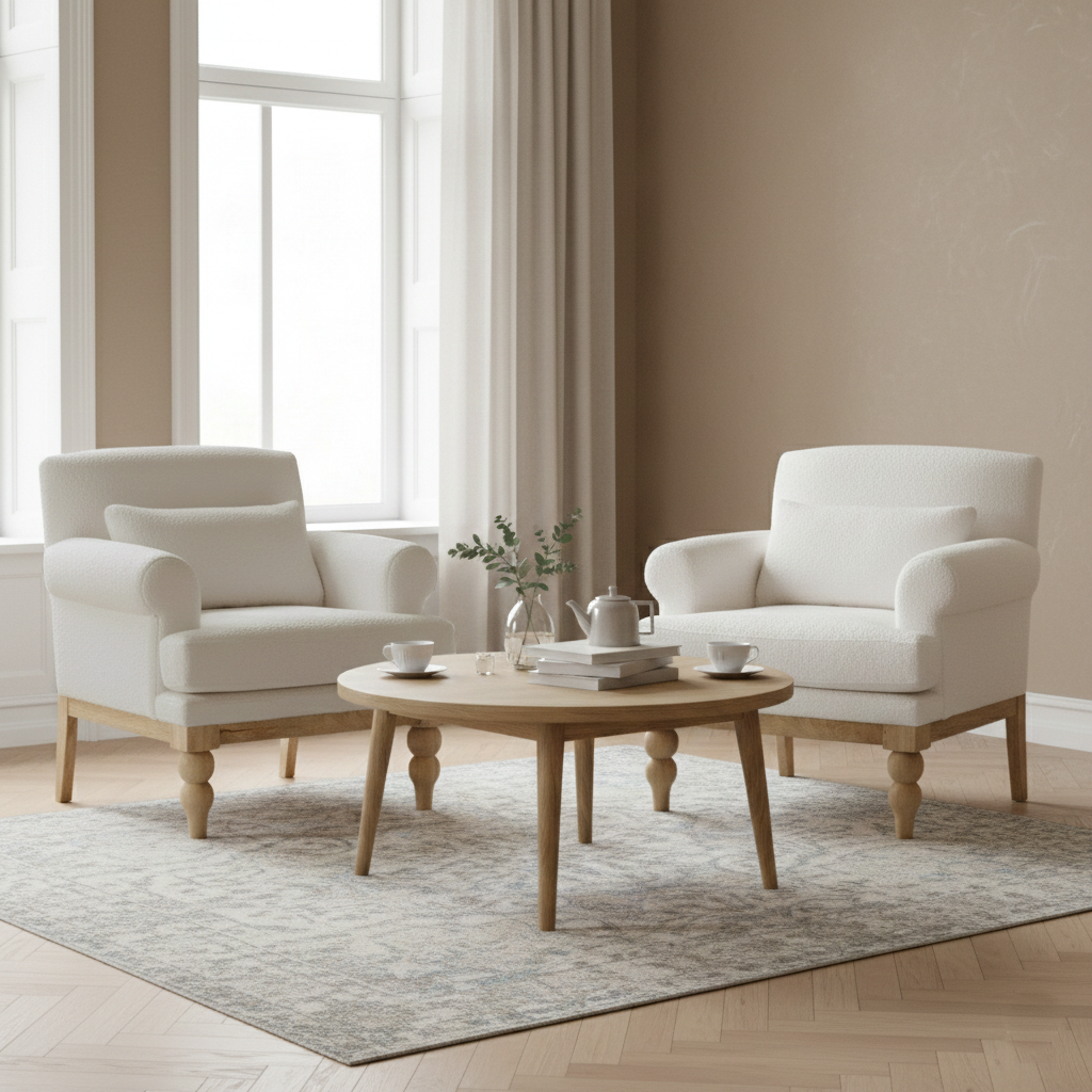 Fauteuil tissu bouclette blanc | Teddy