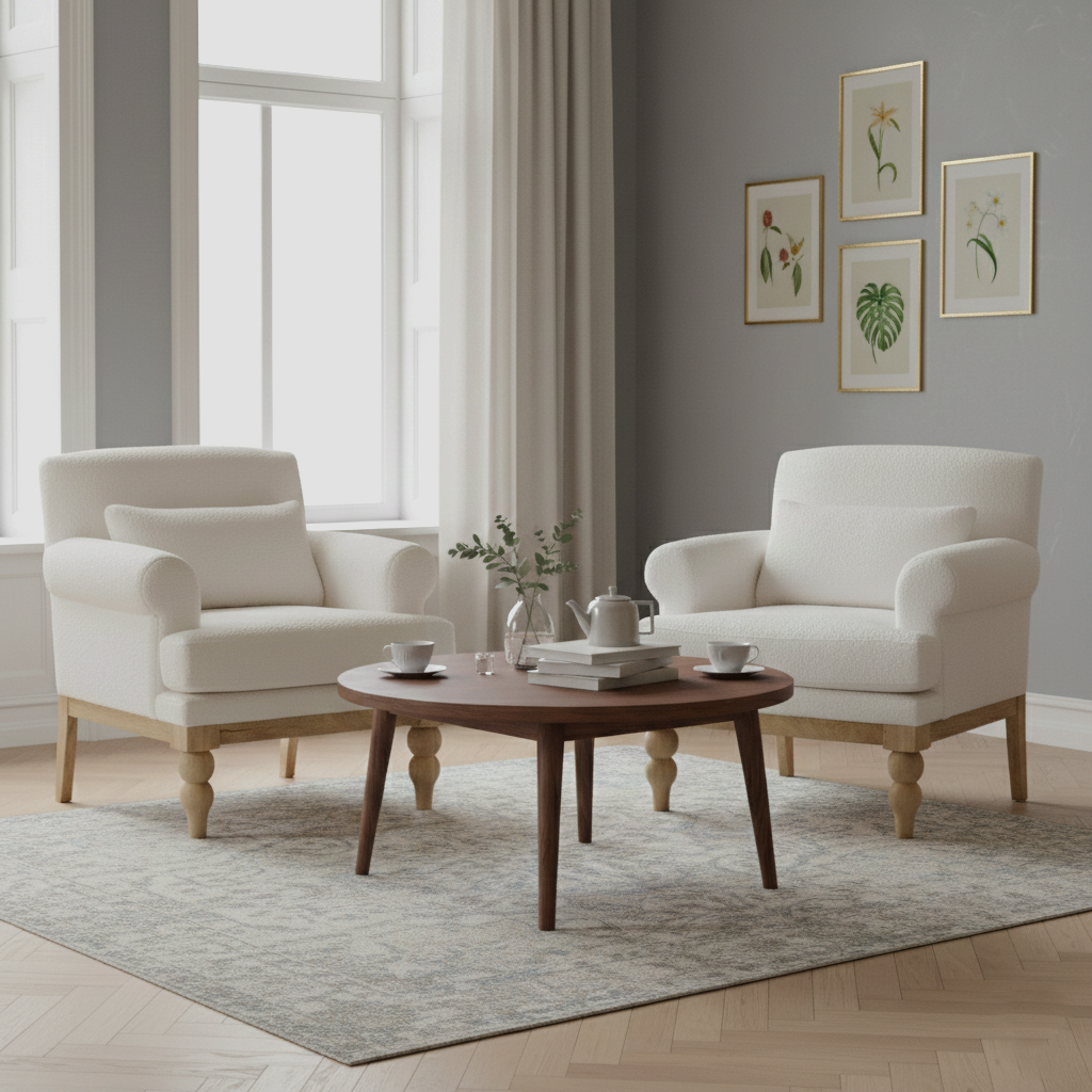 Fauteuil tissu bouclette blanc | Teddy