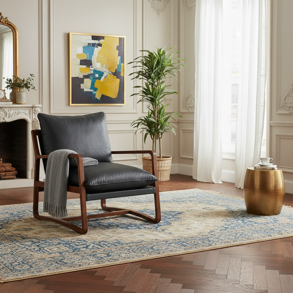 Fauteuil Cuir Noir | Lucca