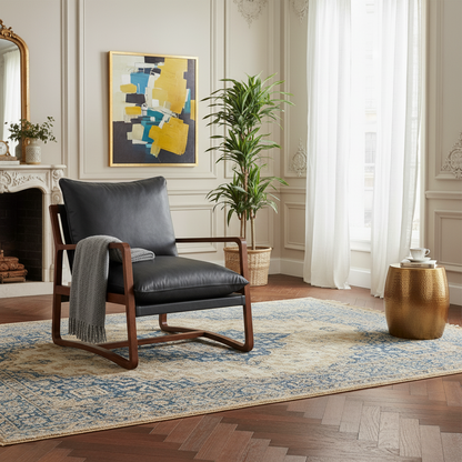 Fauteuil Cuir Noir | Lucca