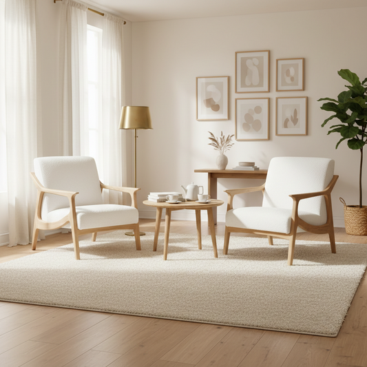 Fauteuil tissu bouclette blanc | Jade