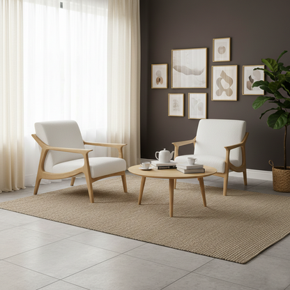 Fauteuil tissu bouclette blanc | Jade