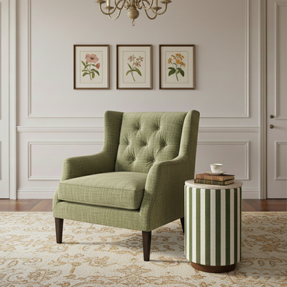 Table d'appoint vert, plateau marbre | Manara