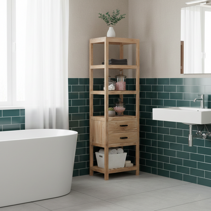 Etagere colonne 2 tiroirs | Acacia Harpley