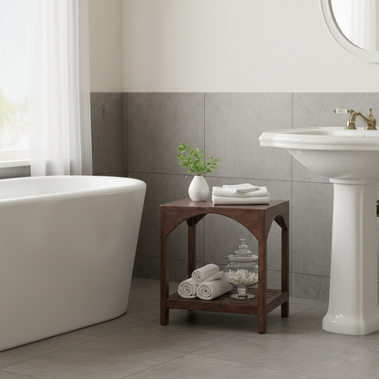 Tabouret avec etagere a lattes | Acacia Hiputa