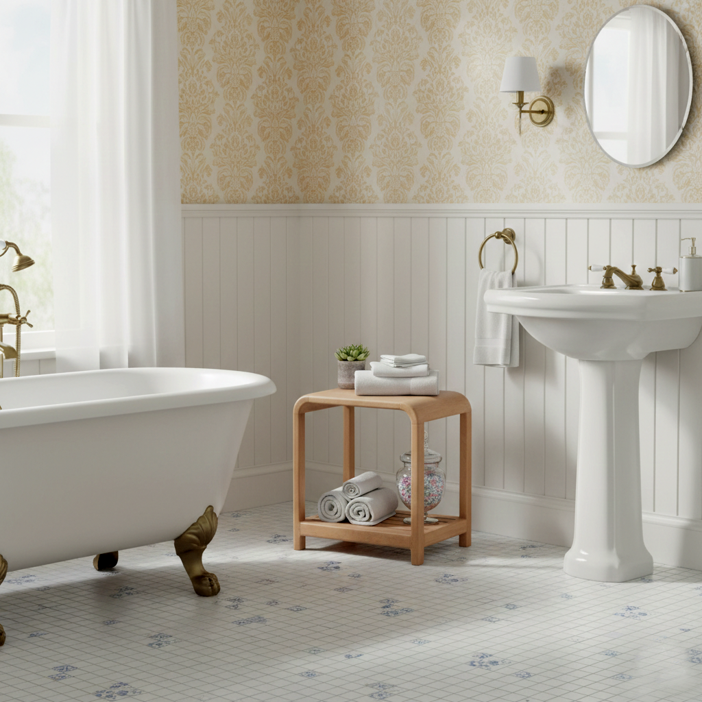 Tabouret avec etagere a lattes | Manguier Eruco