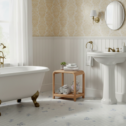 Tabouret avec etagere a lattes | Manguier Eruco