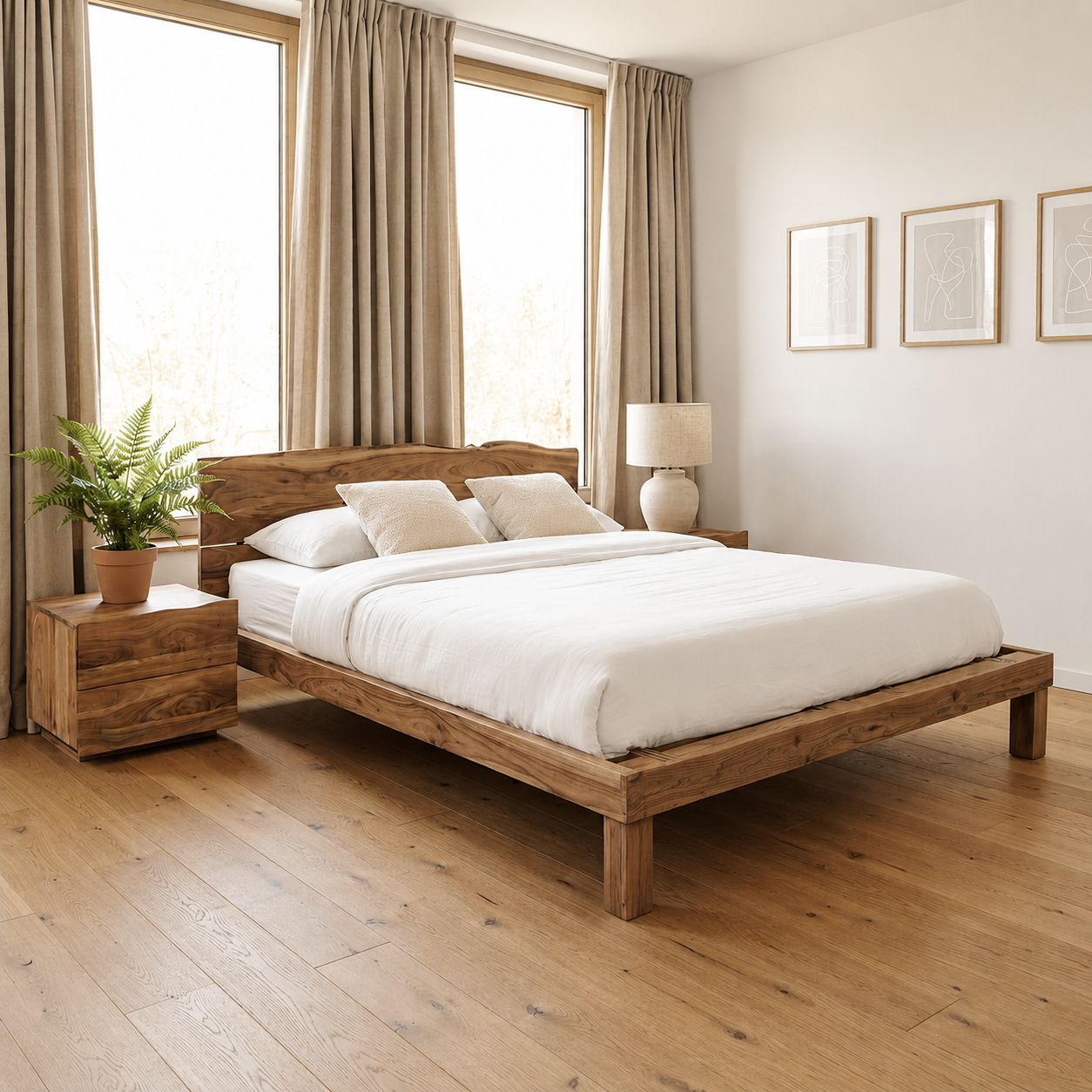 Cama 180x200 madeira maciça de acácia – Bunting