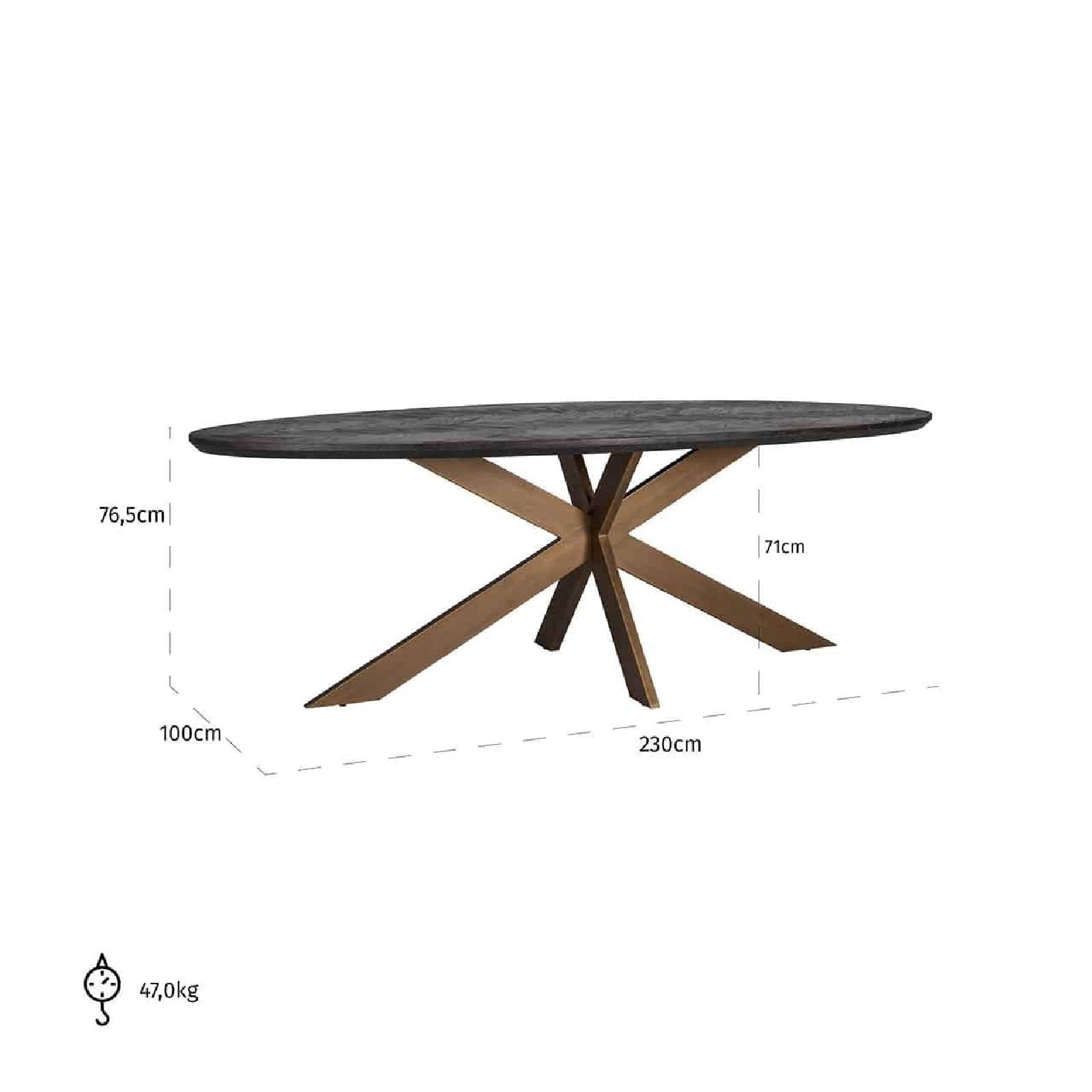 Table de repas noirbone laiton ovaal 230 (noir rustic)