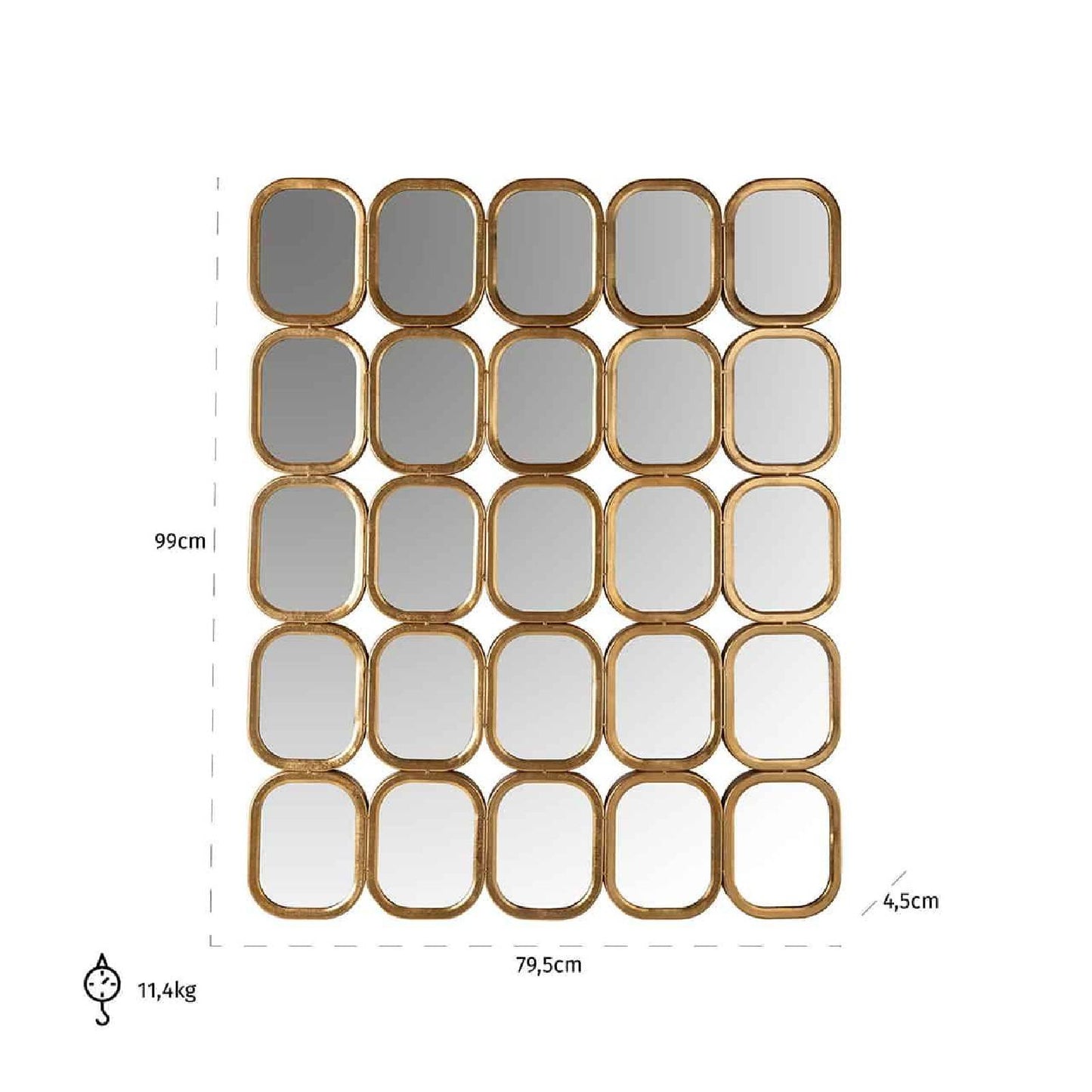 Miroir Marila met 25 Miroirs (or)