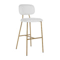 Chaise de bar Xenia en bouclé blanc avec finition or brossé