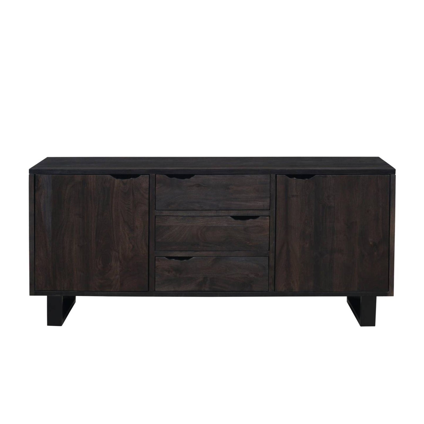 Buffet 2 portes 3 tiroirs en acacia massif et métal | Acacia Black Forest