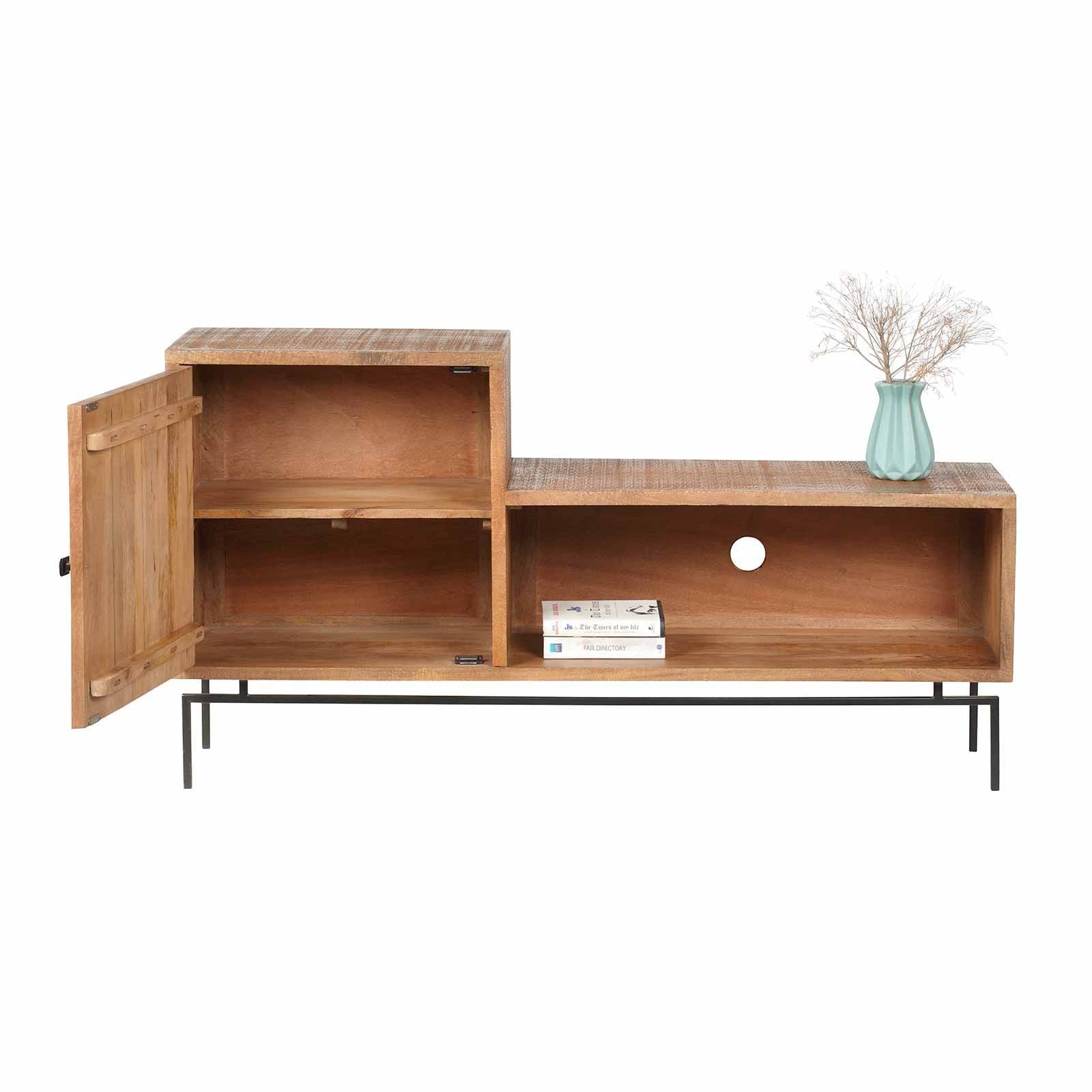 Meuble TV asymétrique 1 porte | Manguier Sculture