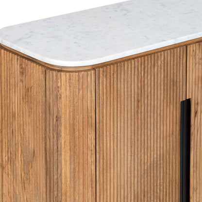 Buffet 4 portes plateau marbre blanc | Manguier Kfir II