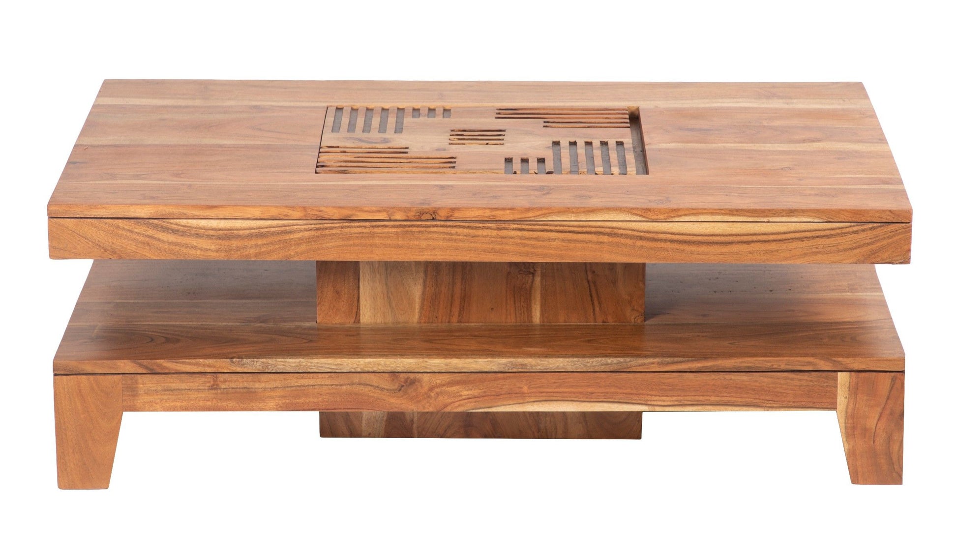 Table basse carrée Kavish haut de gamme en bois d'acacia massif