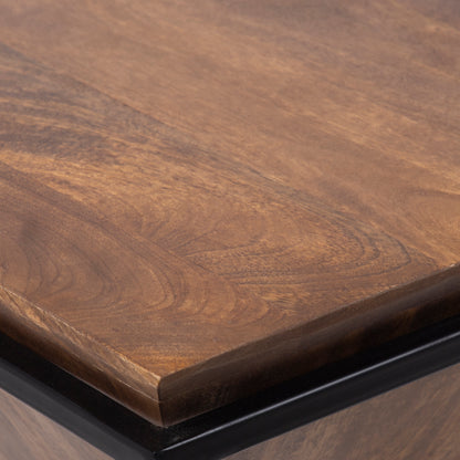 Mesa de centro piramidal em madeira e metal | Acacia Sirocco