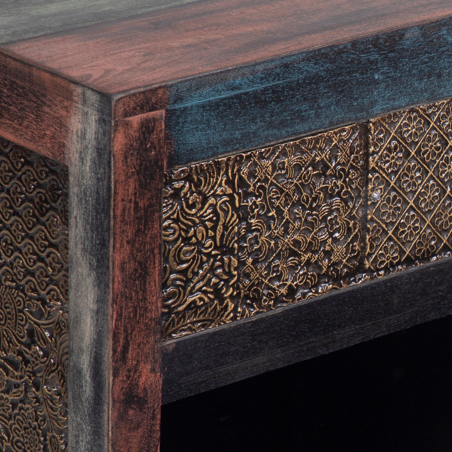 Mesa auxiliar tallada | Madera de mango de Pushkar