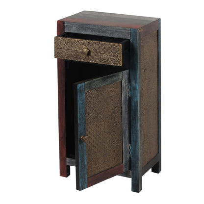 Mesa auxiliar tallada | Madera de mango de Pushkar