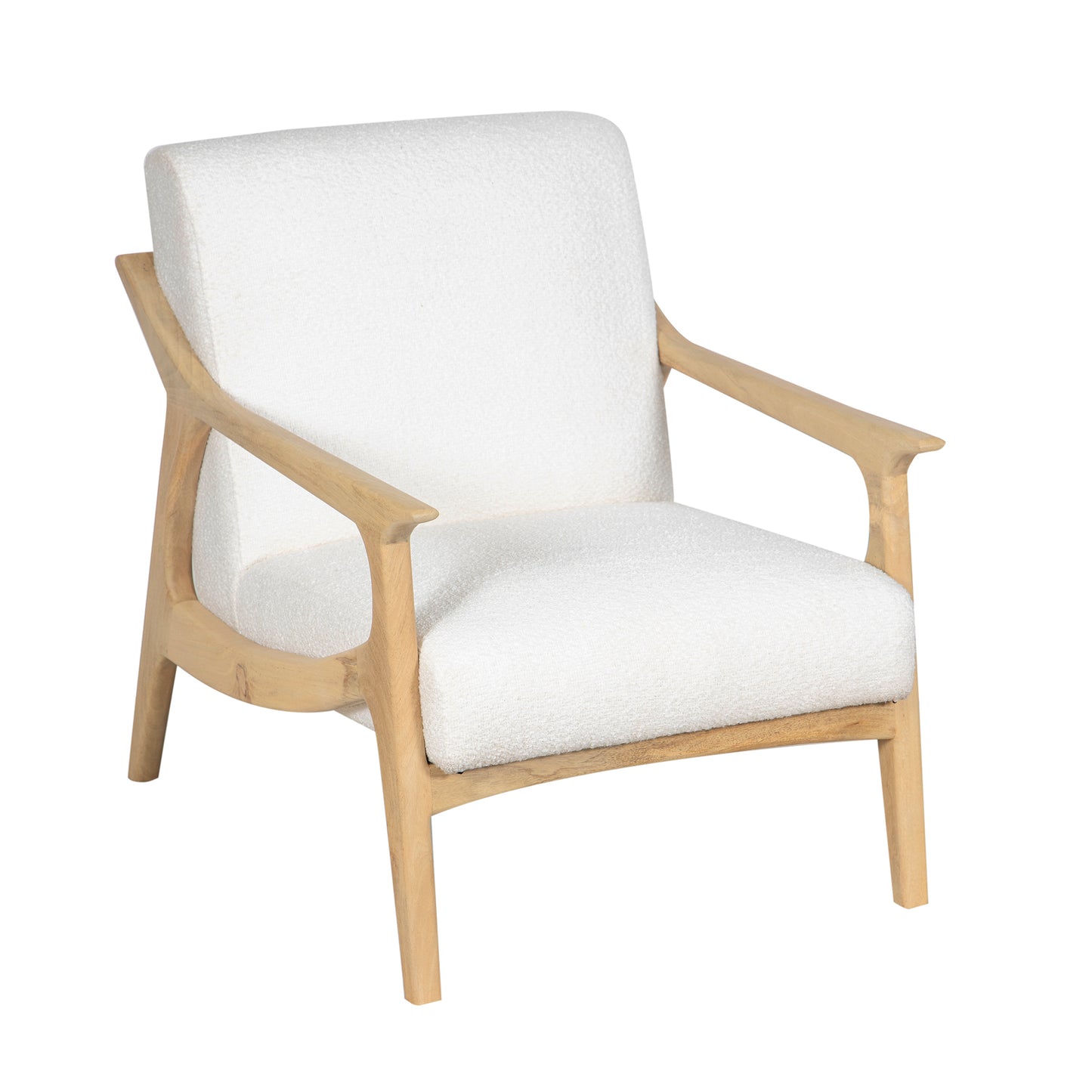 Fauteuil tissu bouclette blanc | Jade