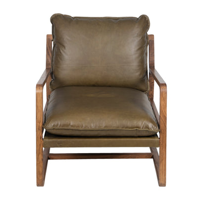 Fauteuil Cuir vert Olive | Lucca