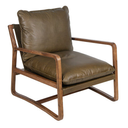 Fauteuil Cuir vert Olive | Lucca