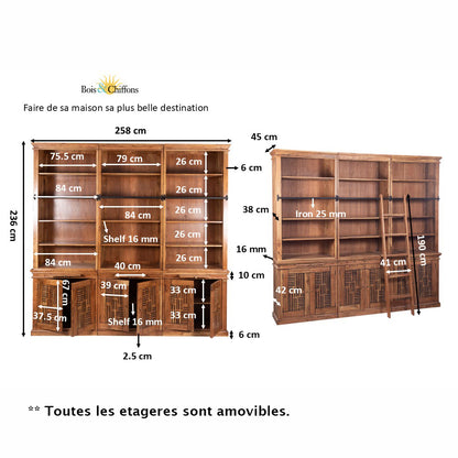 Librería de escalera H235 de acacia maciza | Pleiade IV