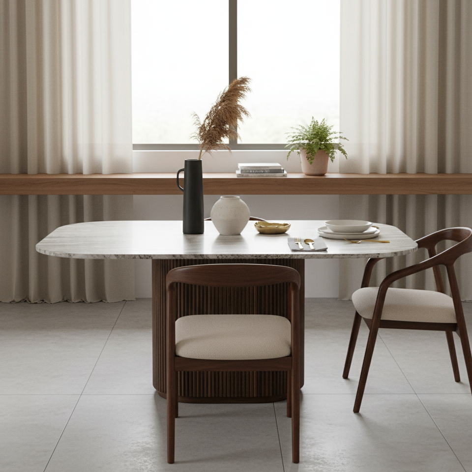 Mesa de jantar com tampo em mármore 170x130 | Kfir II Mango