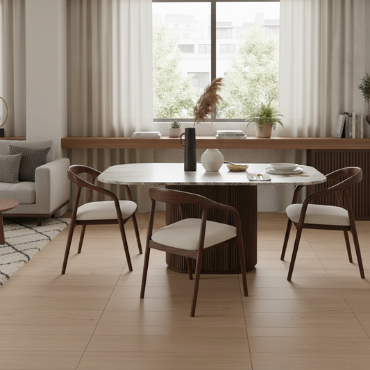 Mesa de jantar com tampo em mármore 170x130 | Kfir II Mango