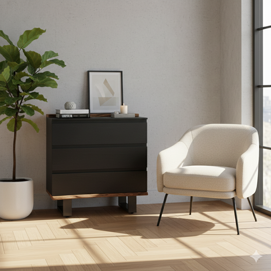 Cómoda com 3 gavetas | Acácia Black II