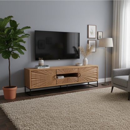 Meuble TV 2 portes 2 tiroirs Manguier | Solaris II