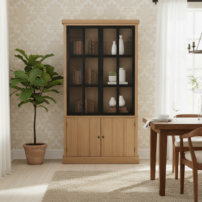Vitrine 2x2 Portes bois massif en manguier – Scandinaves