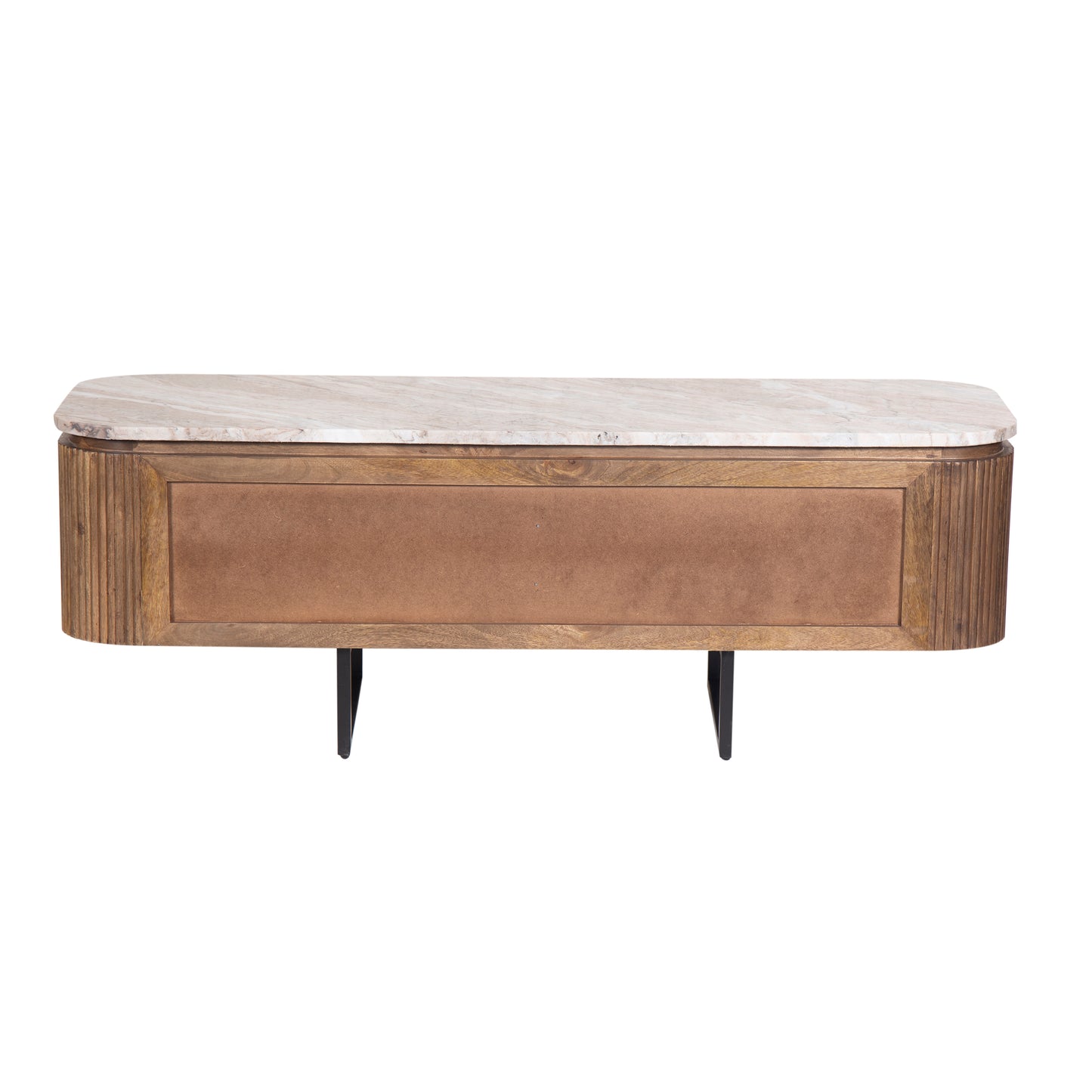 Meuble TV bas 4 portes plateau marbre | Manguier Kfir III