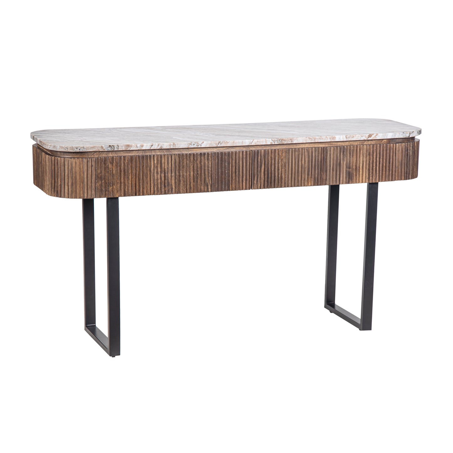 Console 2 tiroirs plateau marbre | Manguier Kfir III