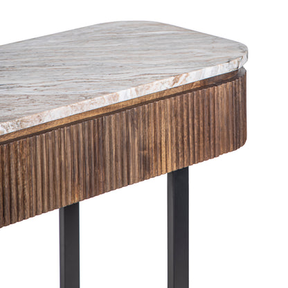 Console 2 tiroirs plateau marbre | Manguier Kfir III