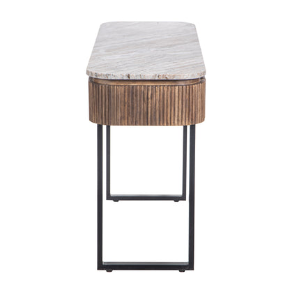 Console 2 tiroirs plateau marbre | Manguier Kfir III