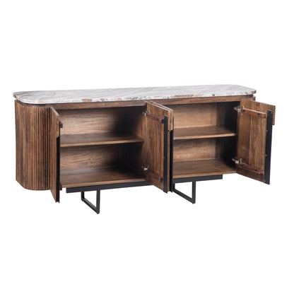 Buffet 4 portes plateau marbre | Manguier Kfir III