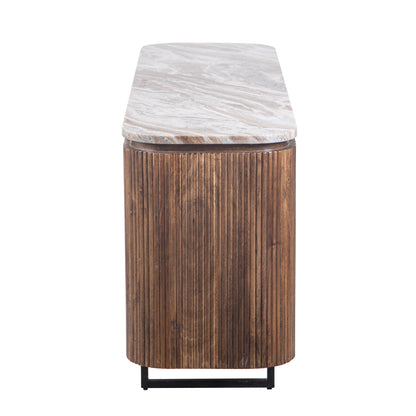 Buffet 4 portes plateau marbre | Manguier Kfir III